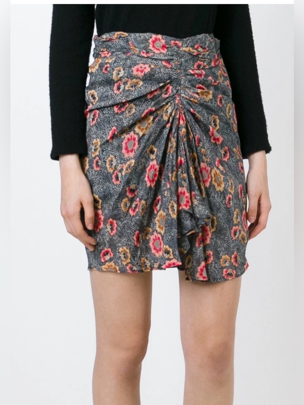 Isabel Marant Étoile Floral Draped Mini Skirt Silk Blend Size 36 / US 4